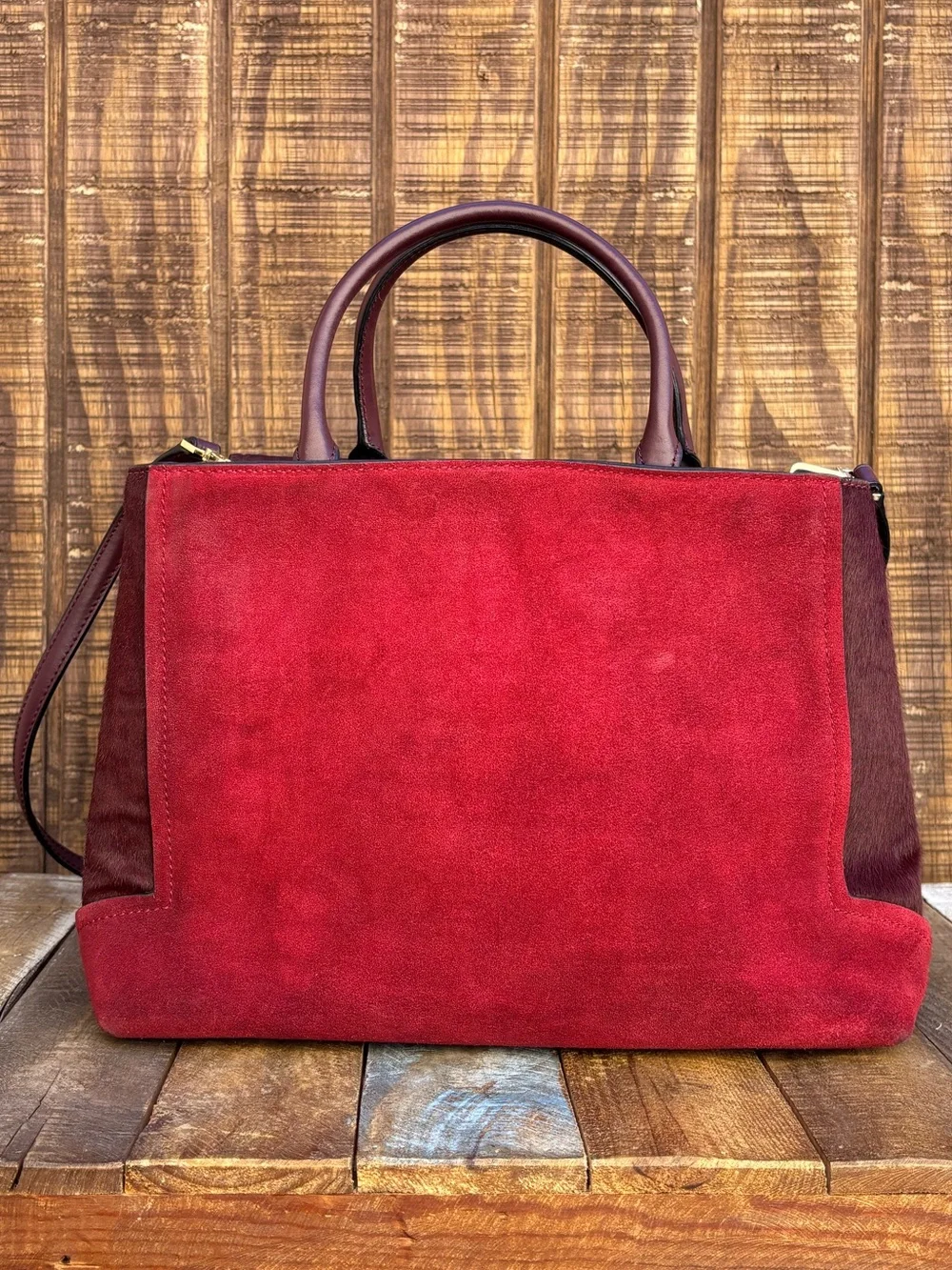 Kate Spade Red Plum Bordeaux Mira Street Keran Calf Hair Leather Purse